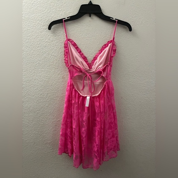 Lucy In The Sky  A-Lace Chemise A-line Dress in Vibrant Pink S - Picture 6 of 15